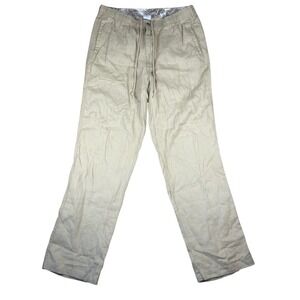 28 Palms Mens 100% Linen Relaxed Fit Drawstring Pants Khaki Tan Size L 34